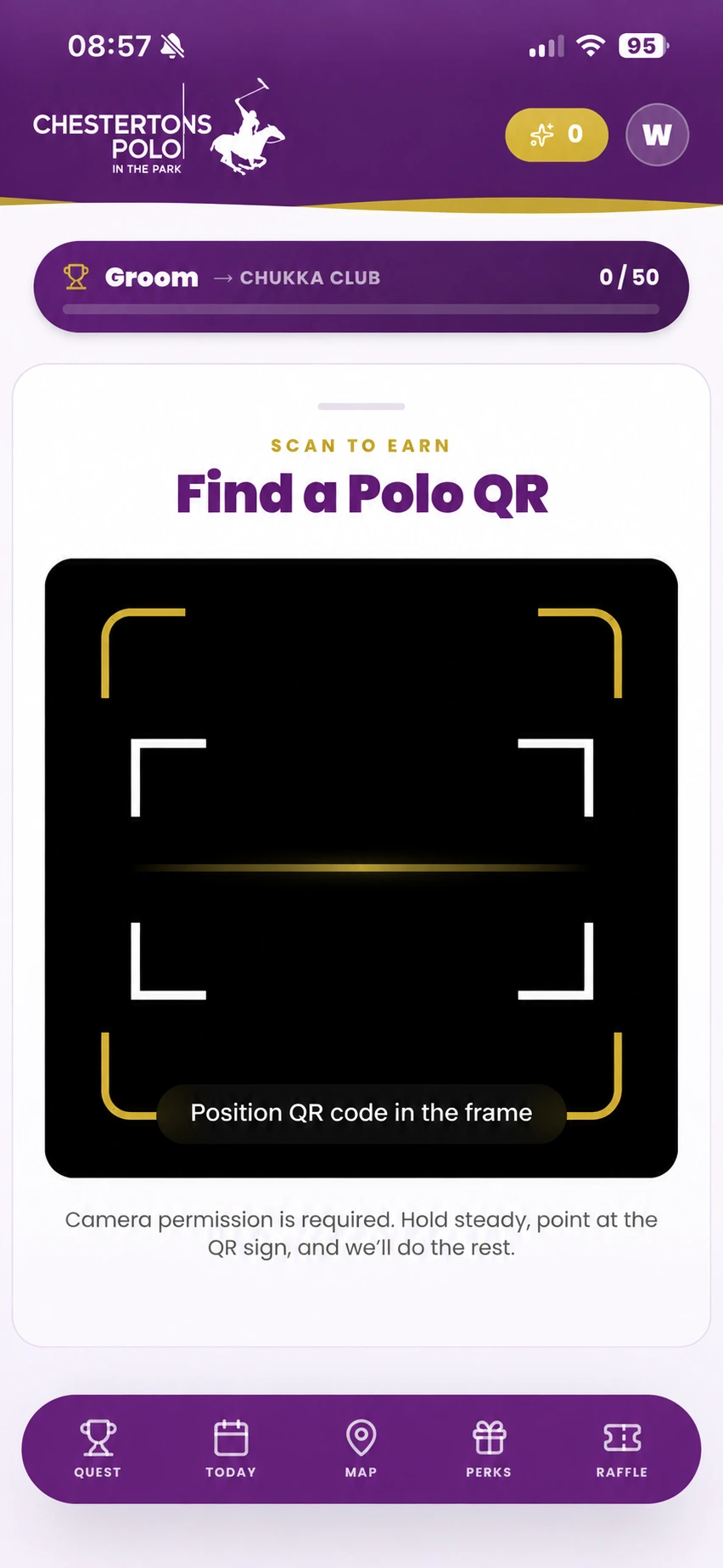 Chestertons Polo in the Park app: Find a Polo QR scanner to earn points around the venue